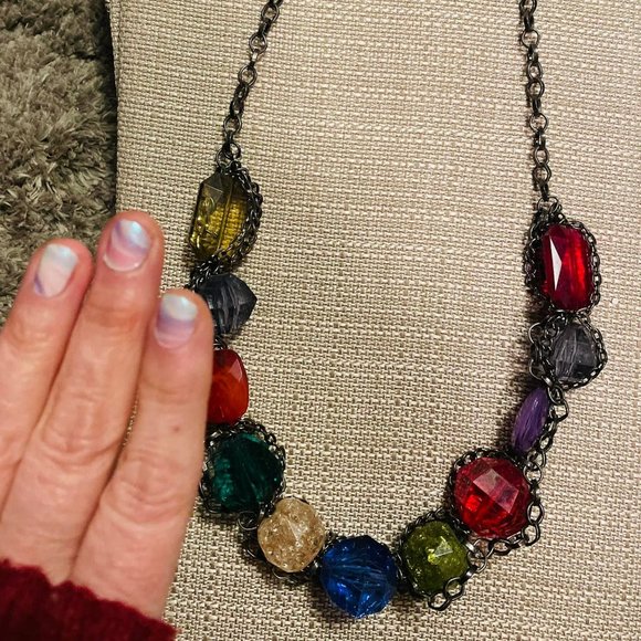 Jewel Tone Chunky and Fun Necklace - Picture 1 of 1